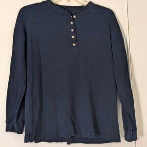 Blue waffle knit henley